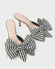Margot Black/White Gingham Bow Mule