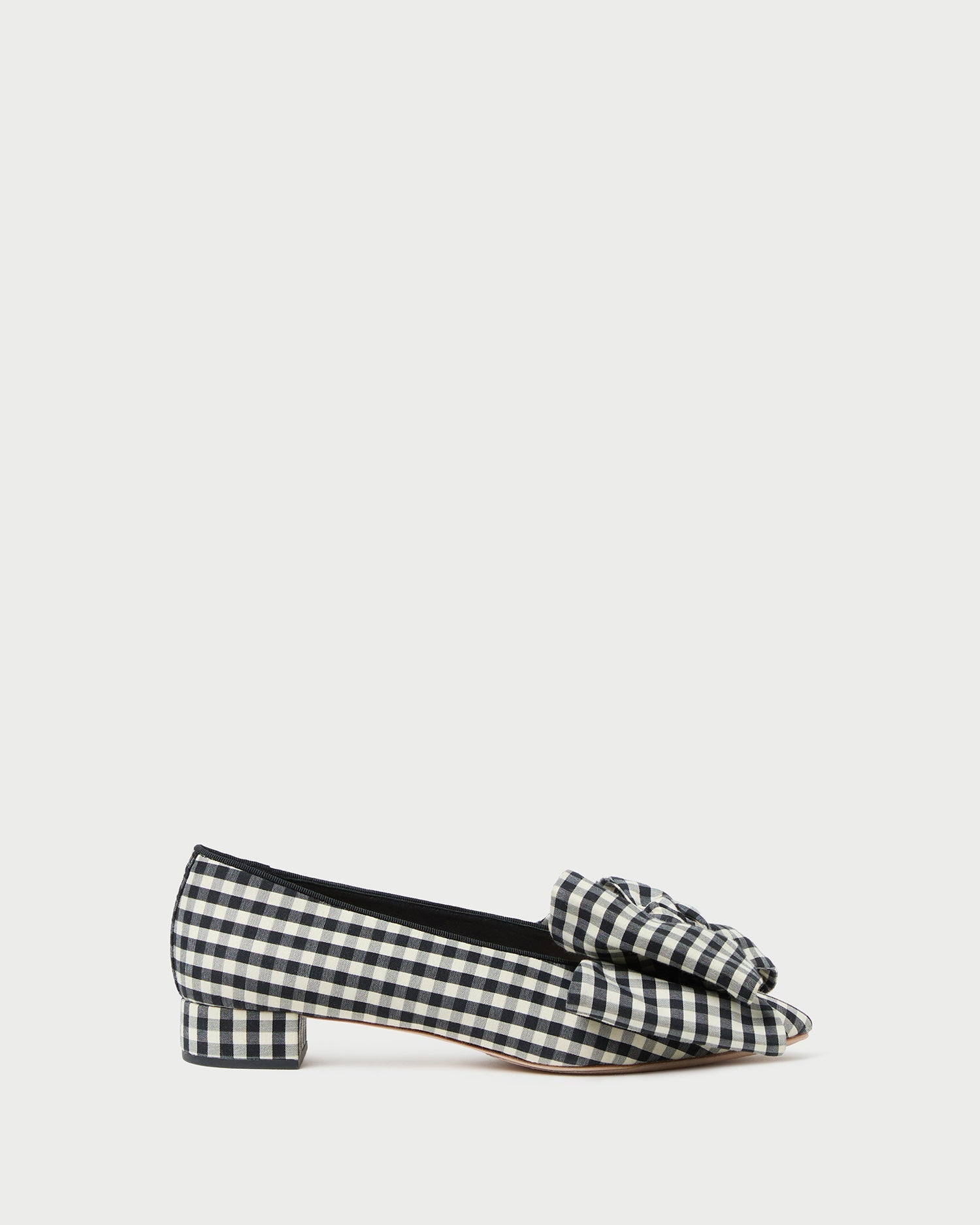 Noa Black/White Gingham Bow Flat