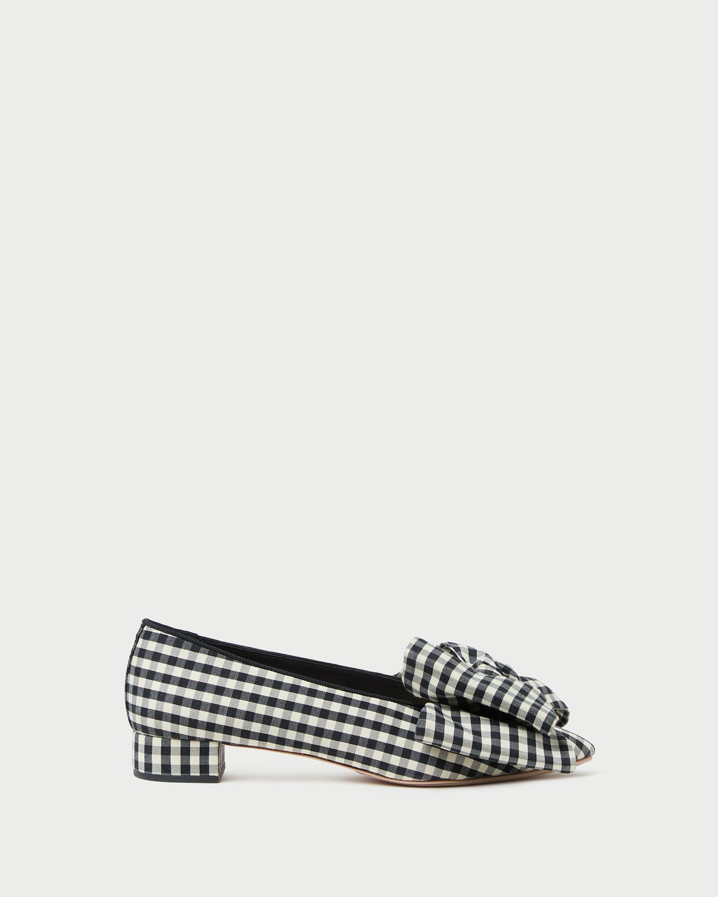 Noa Black/White Gingham Bow Flat