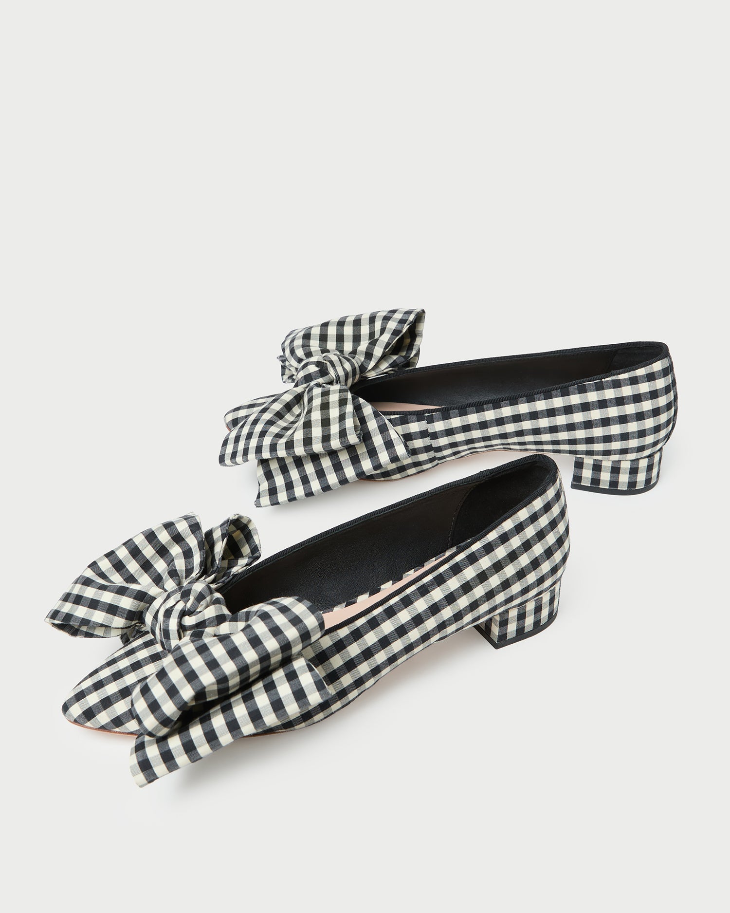 Noa Black/White Gingham Bow Flat