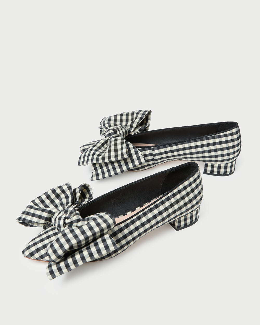 Noa Black/White Gingham Bow Flat