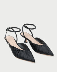 Rio Black Satin Kitten Heel