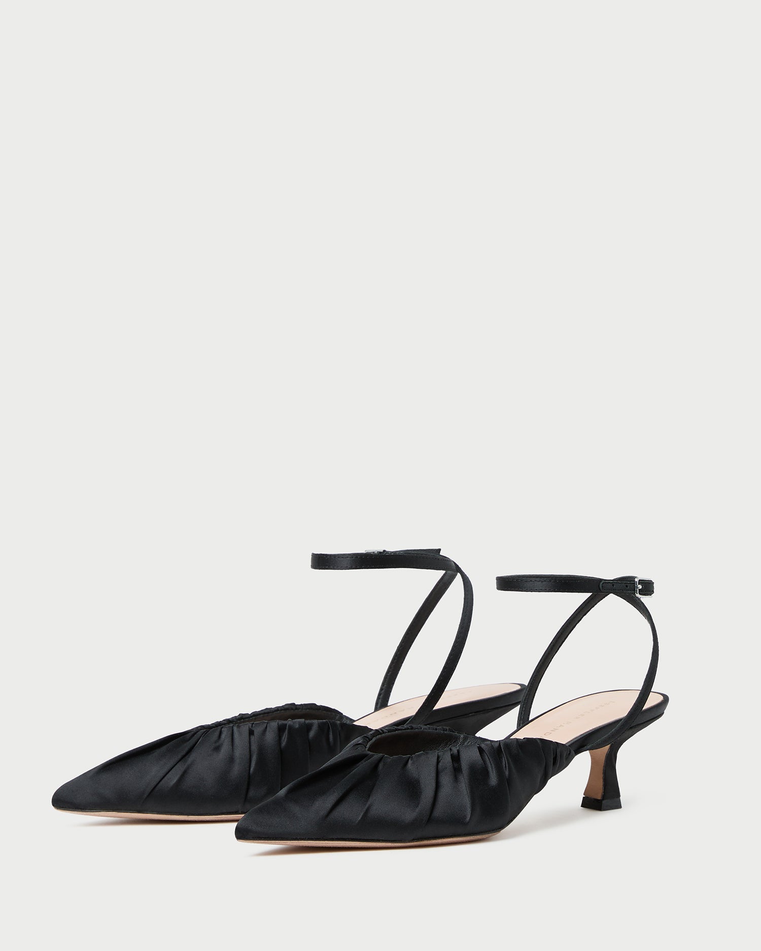 Rio Black Satin Kitten Heel