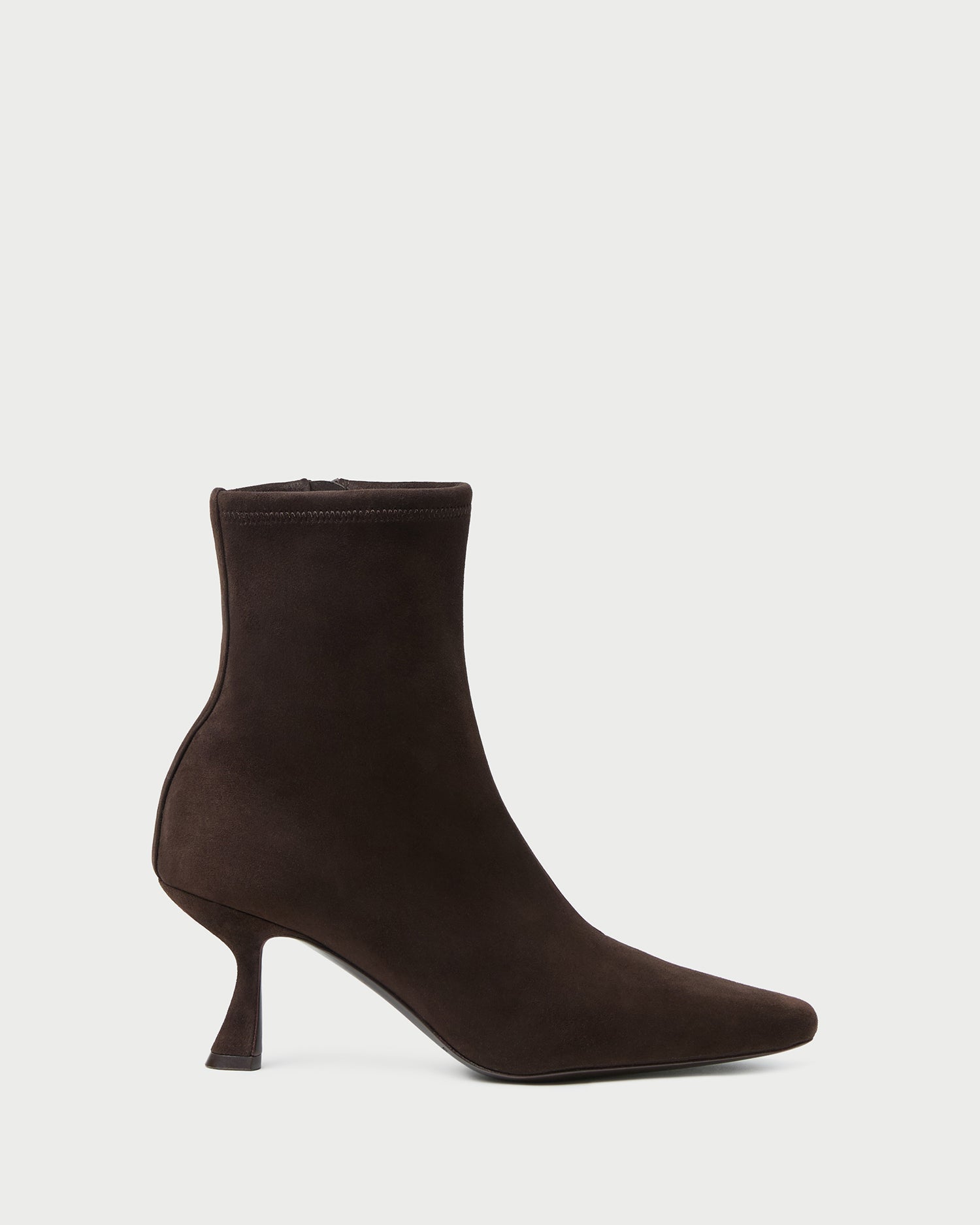 Thandy Brown Suede Curved Heel Bootie
