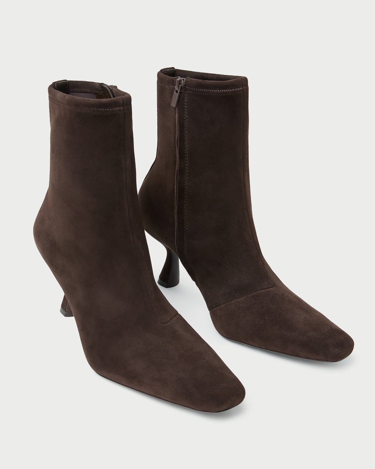 Thandy Brown Suede Curved Heel Bootie