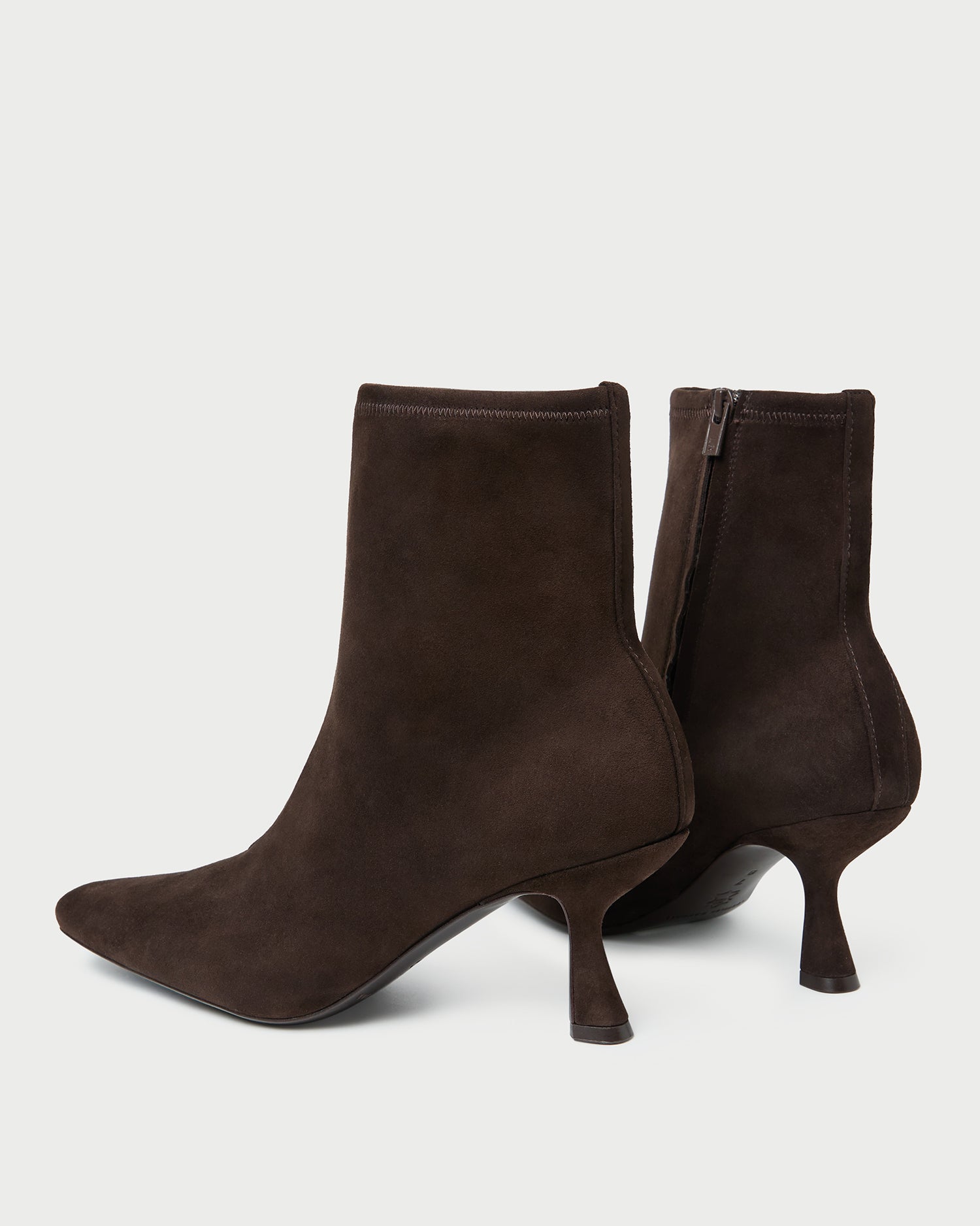 Thandy Brown Suede Curved Heel Bootie