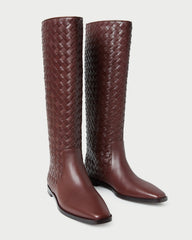 Tilly Espresso Woven Leather Boot