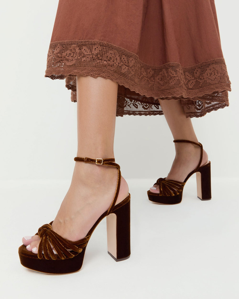 Rivka Brown Velvet Platform Sandal