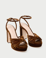Rivka Brown Velvet Platform Sandal