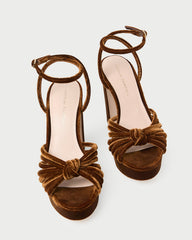 Rivka Brown Velvet Platform Sandal