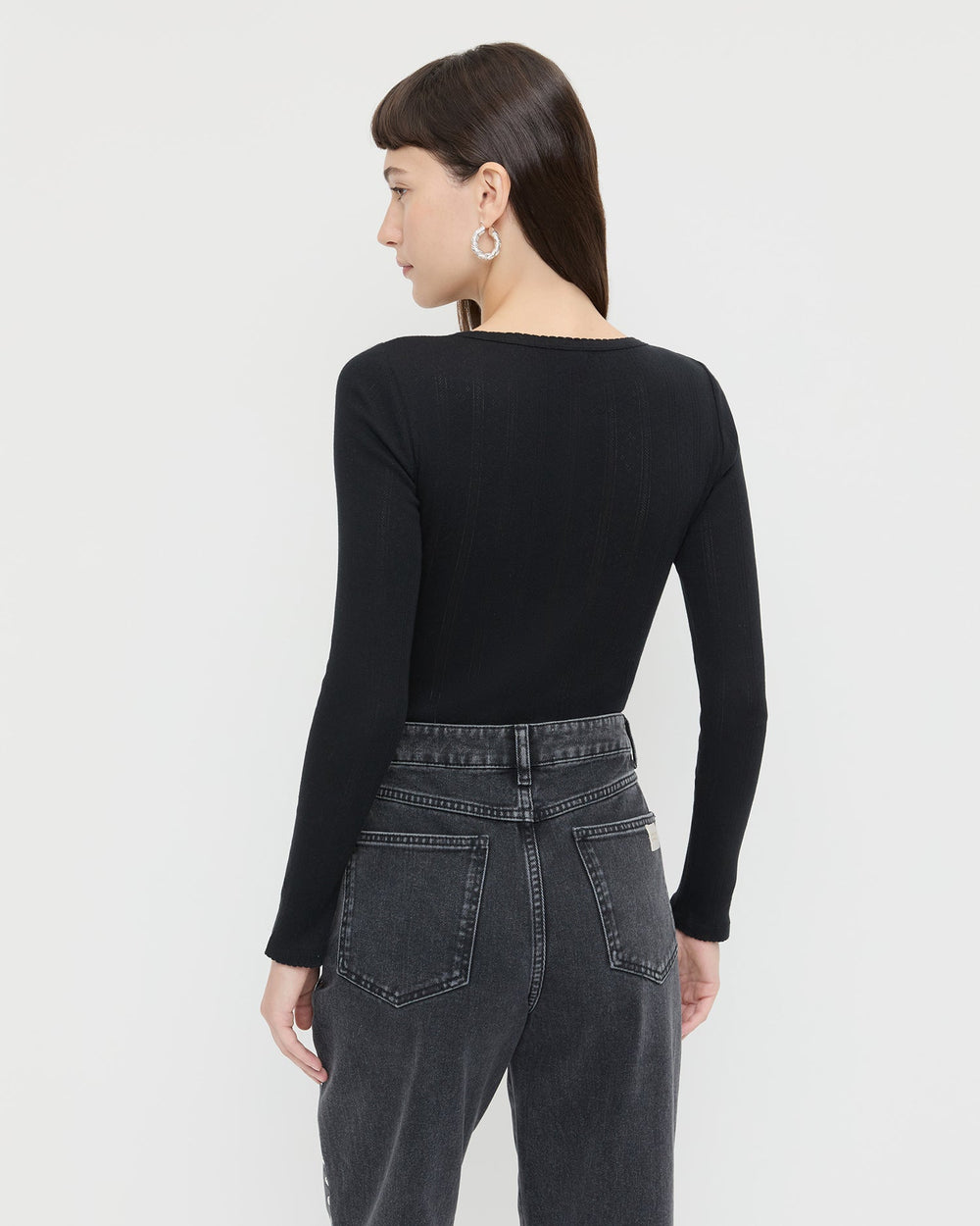 Kaya Pointelle Long-Sleeve Bodysuit