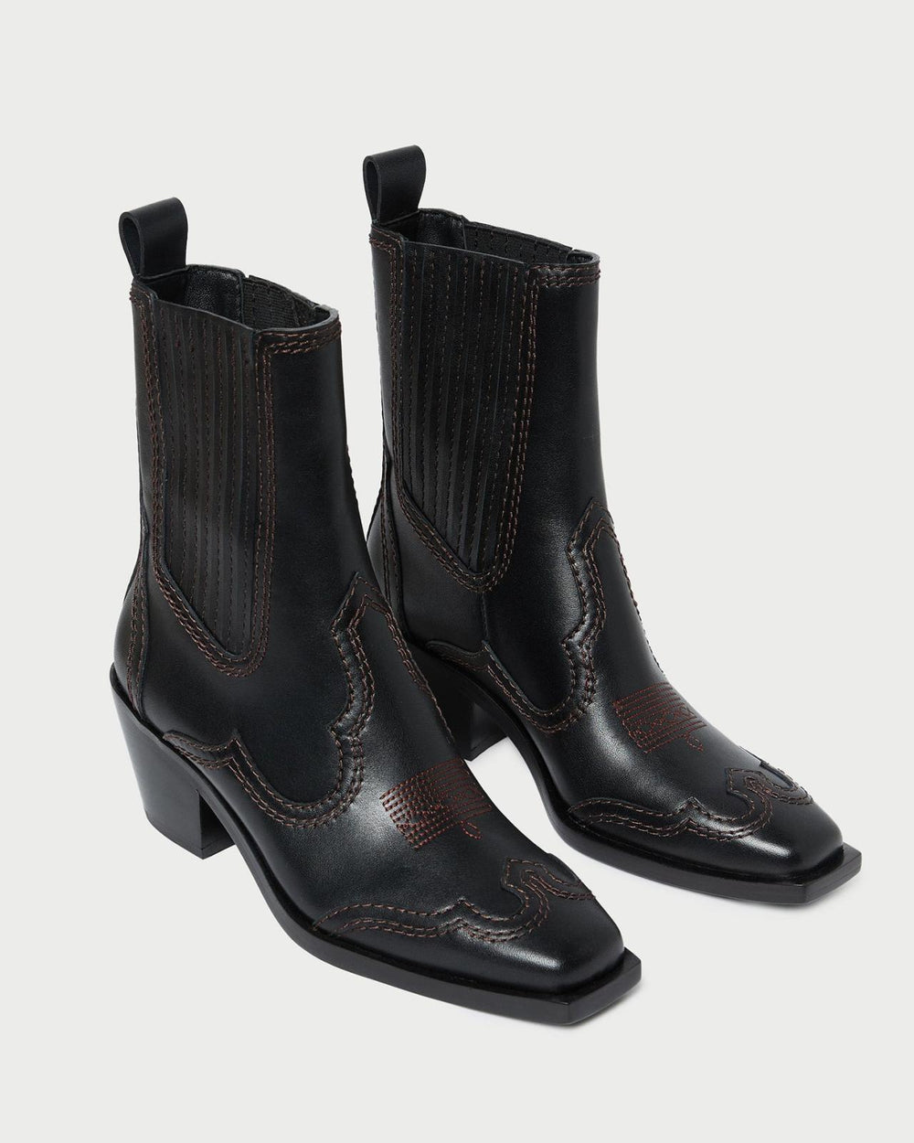 Loeffler Randall Agnes Black Leather Western Boot | Women Boots