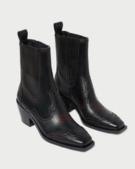 Loeffler Randall Agnes Black Leather Western Boot | Women Boots