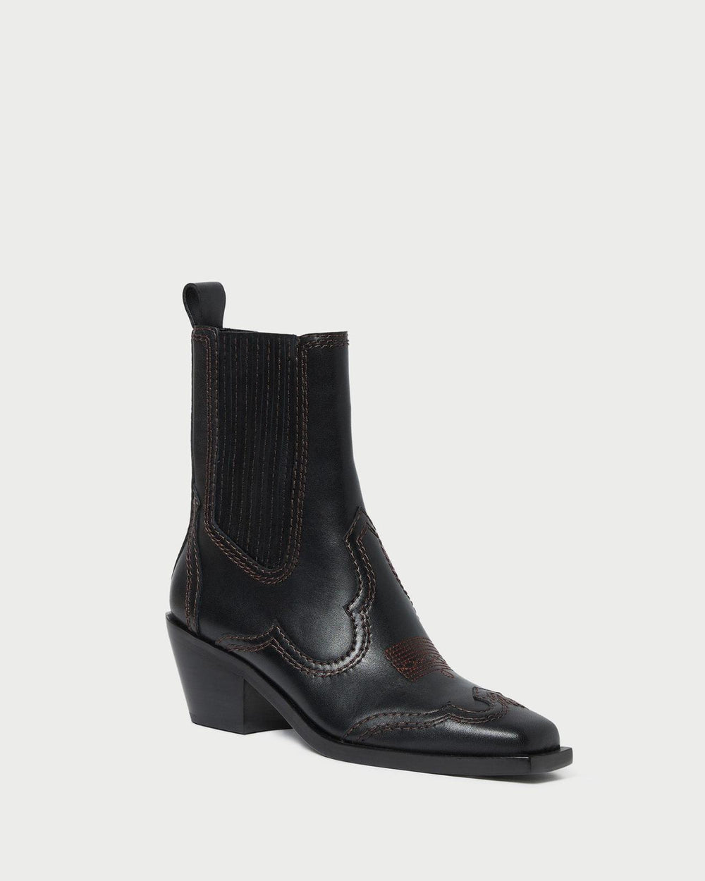 Loeffler Randall Agnes Black Leather Western Boot | Women Boots
