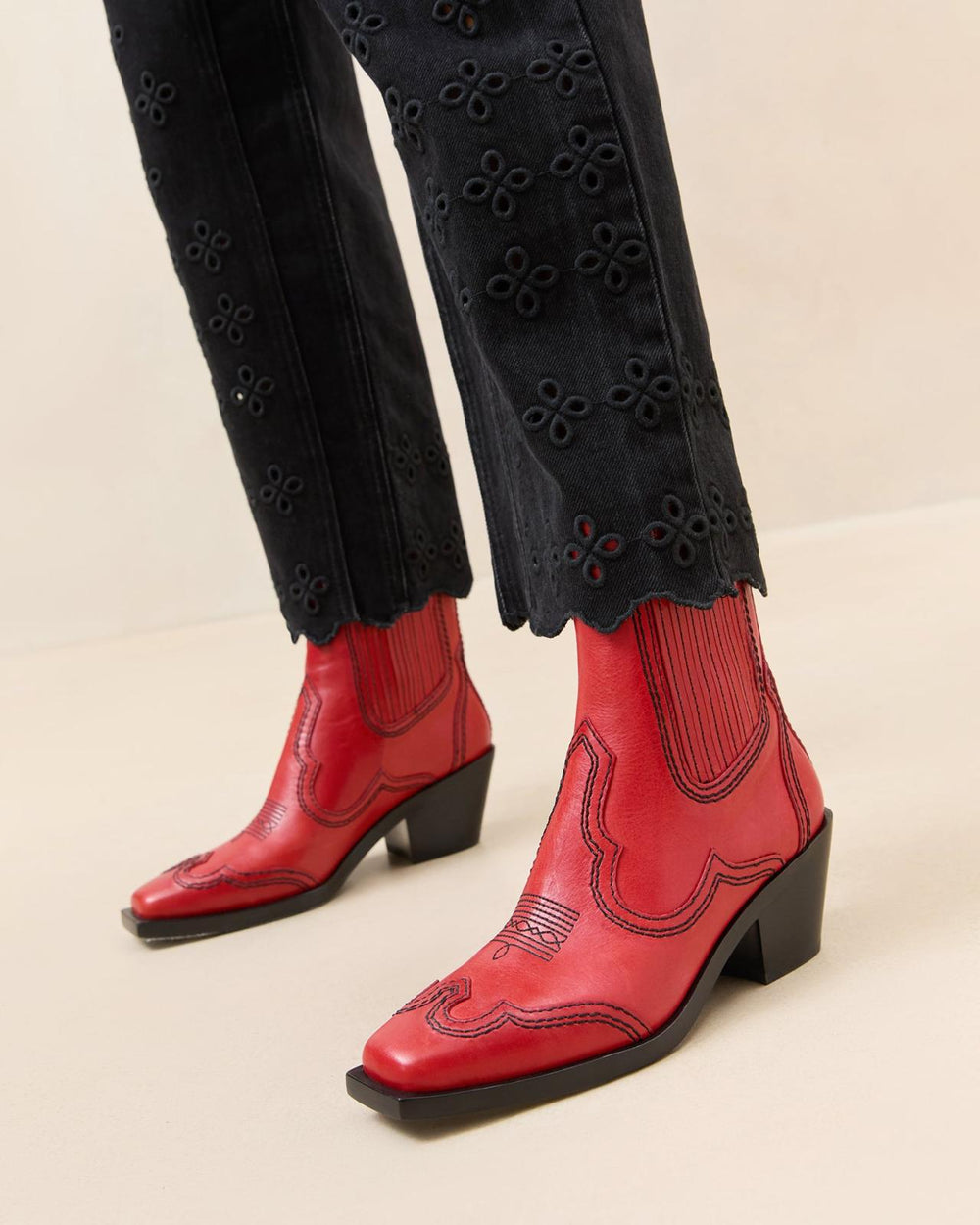 Loeffler Randall Agnes Red Leather Western Boot | Women Boots