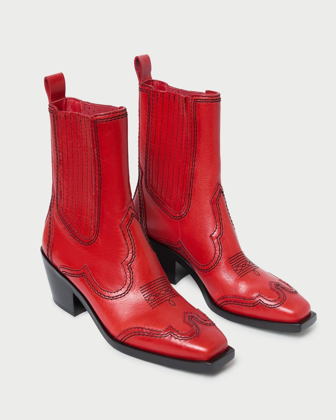 Loeffler Randall Agnes Red Leather Western Boot | Women Boots