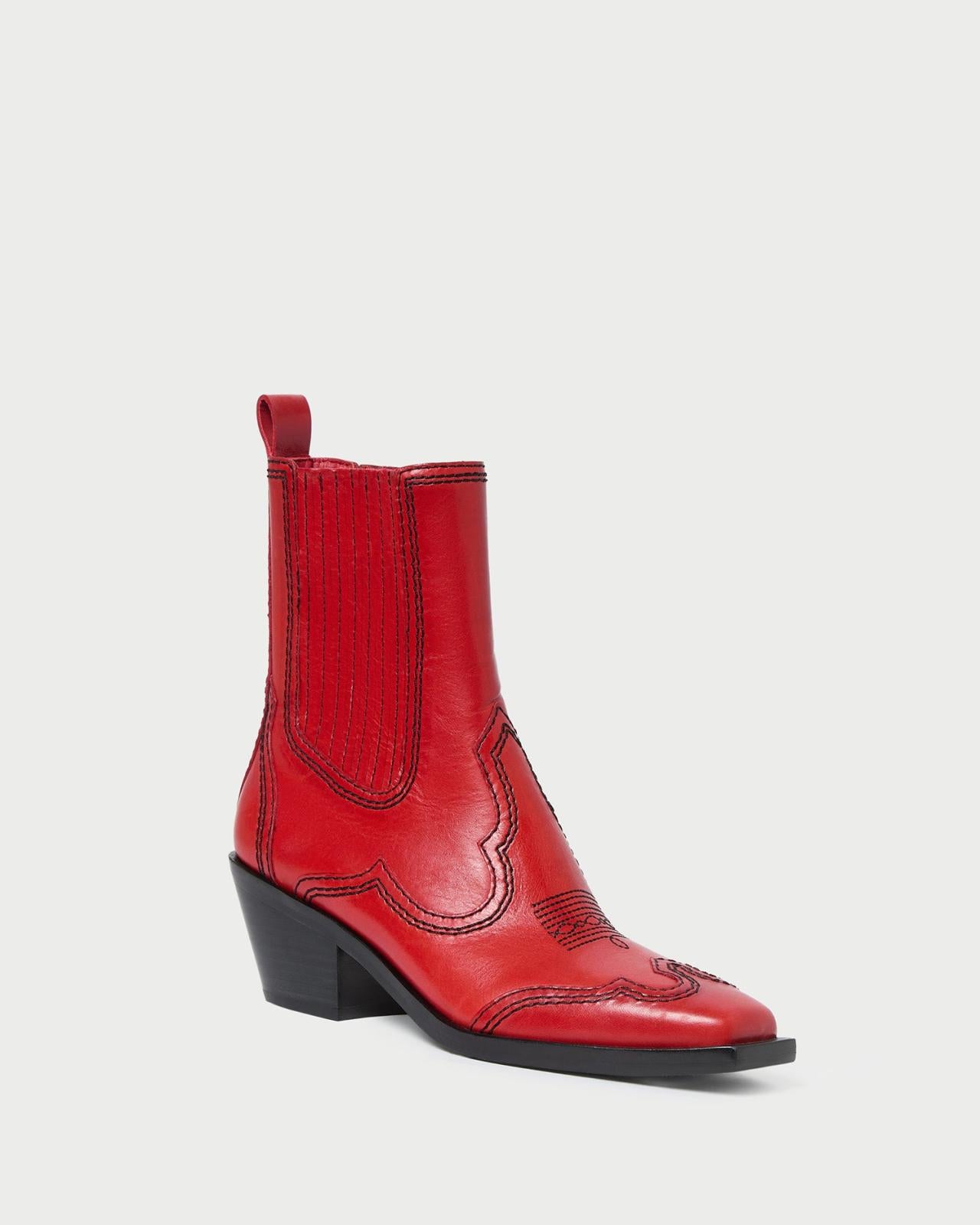 Loeffler Randall Agnes Red Leather Western Boot | Women Boots
