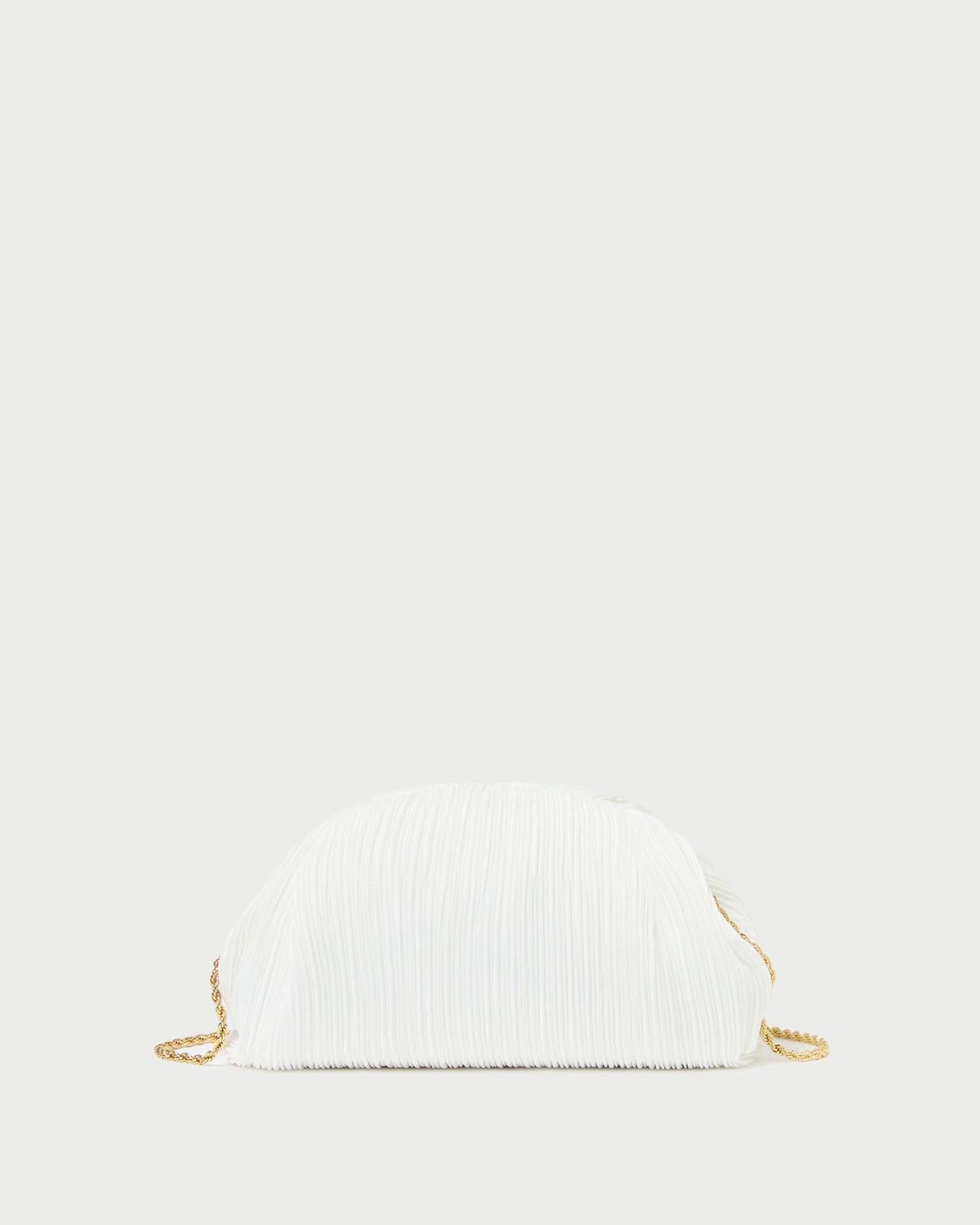 Loeffler Randall Bailey White Pleated Dome Clutch I Clutches I Handbags | Women Clutches