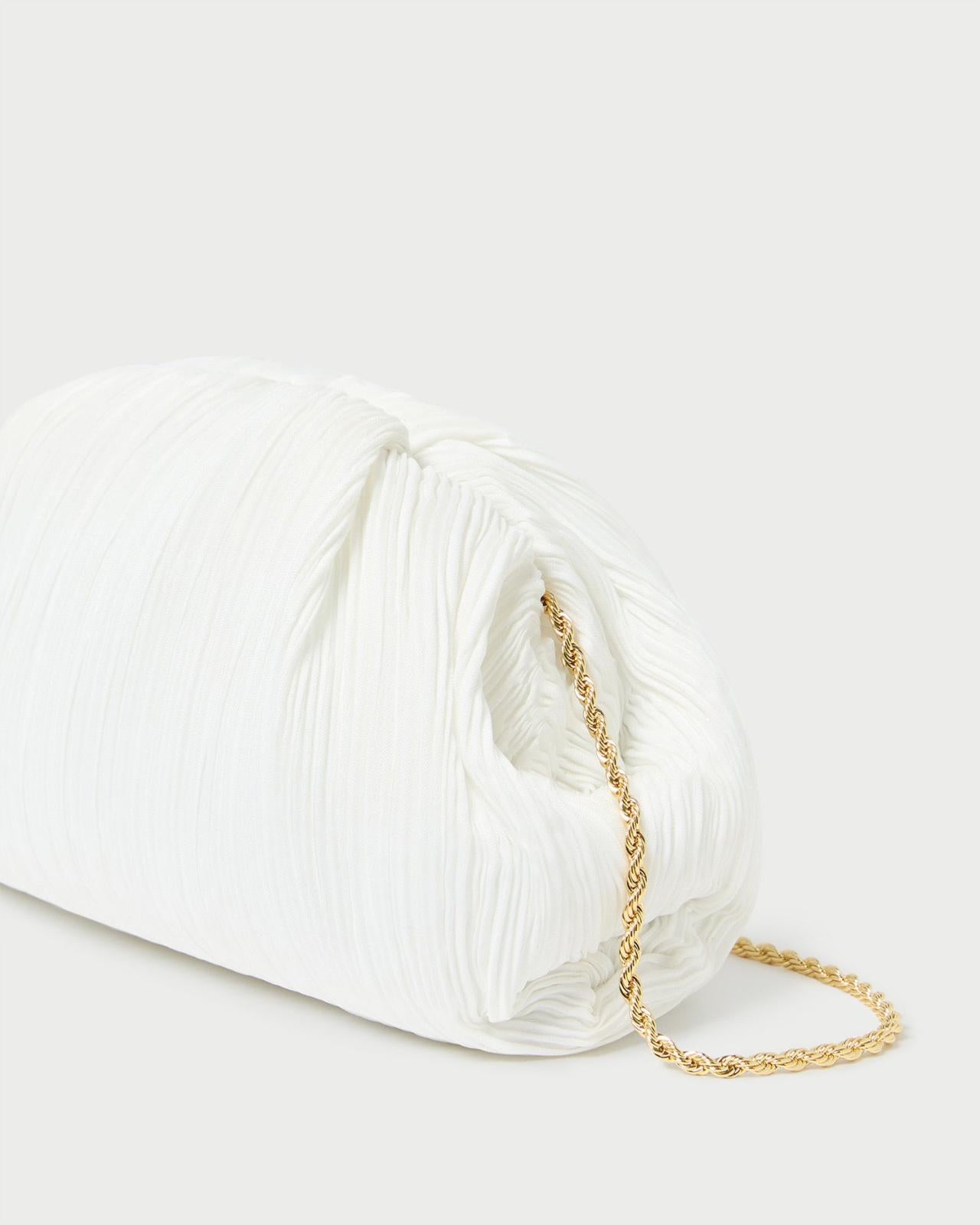 Loeffler Randall Bailey White Pleated Dome Clutch I Clutches I Handbags | Women Clutches