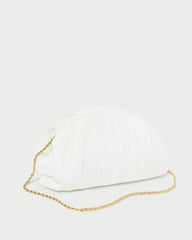 Loeffler Randall Bailey White Pleated Dome Clutch I Clutches I Handbags | Women Clutches