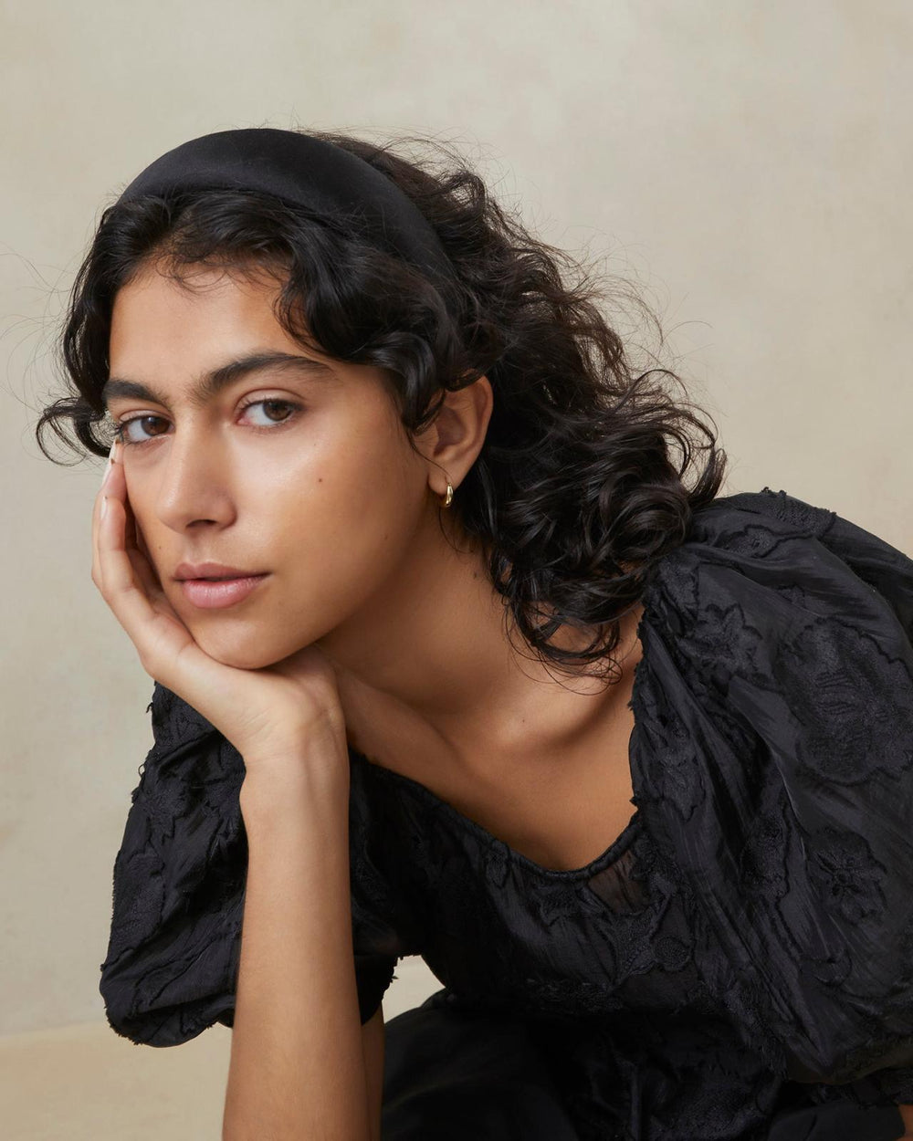 Loeffler Randall Bellamy Black Satin Puffy Headband I Hair Accessories I Accessories | Women Accessories