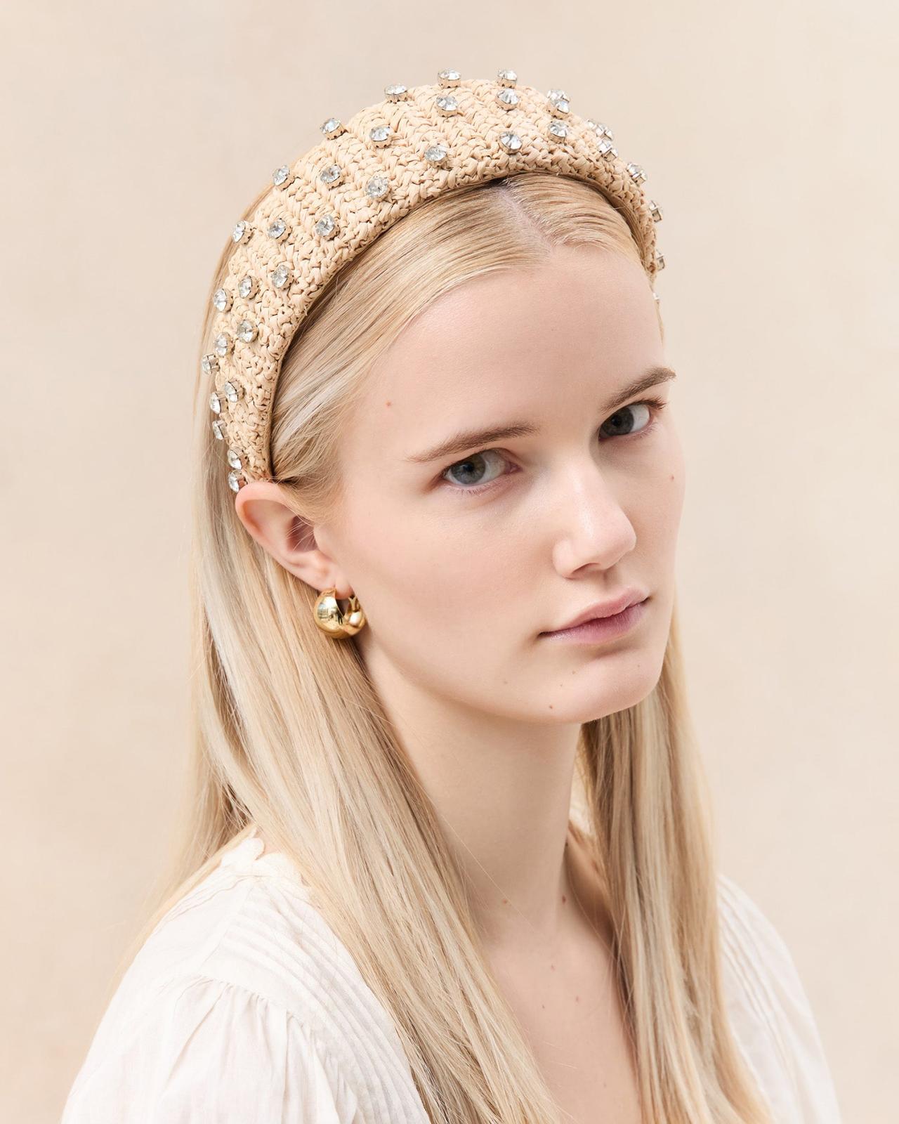 Loeffler Randall Bellamy Natural/Crystal Puffy Headband I Hair Accessories I Accessory | Women Accessories
