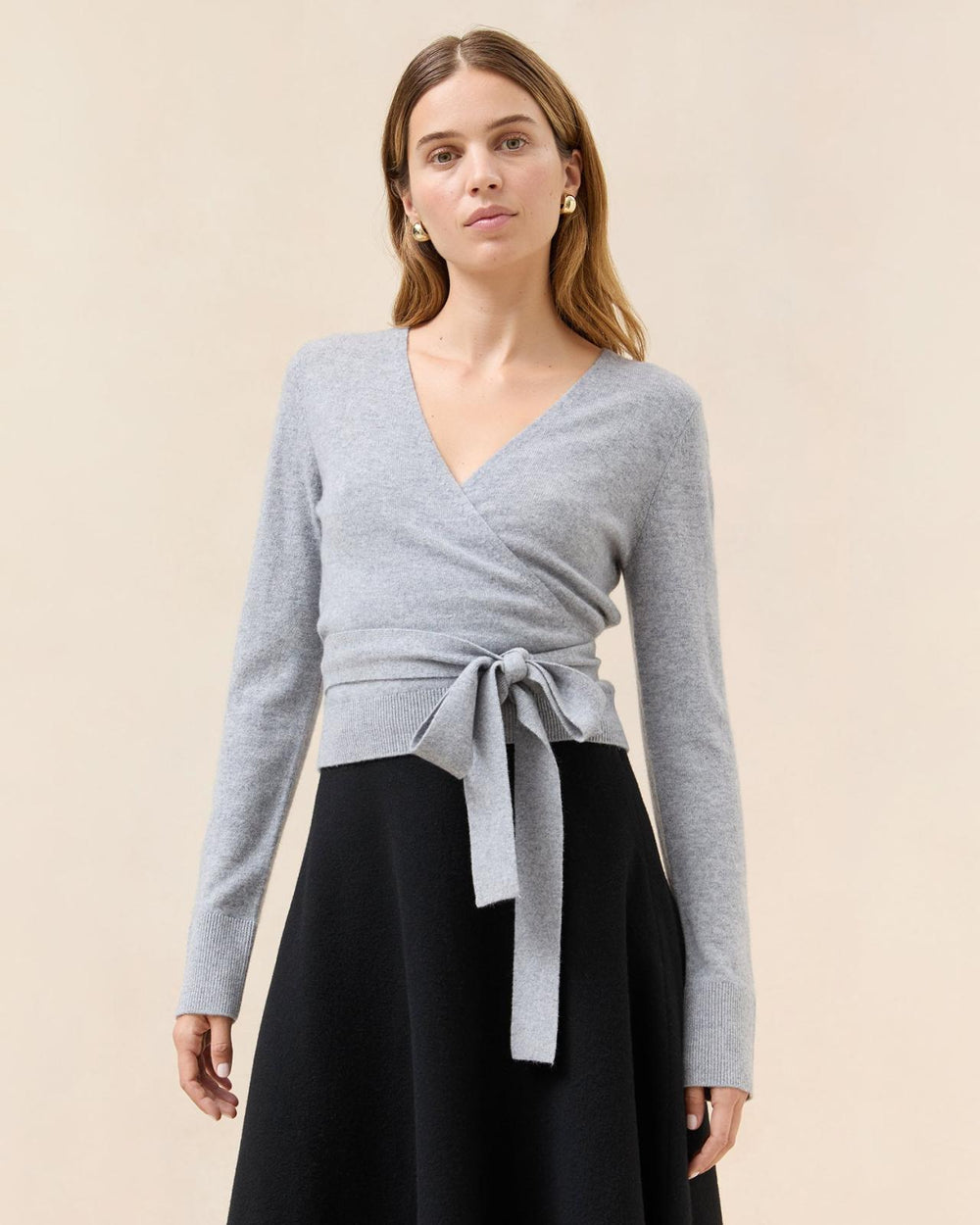 Loeffler Randall Bonnie Grey Cashmere Wrap Cardigan | Women Knitwear