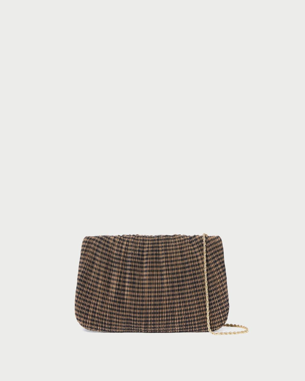 Loeffler Randall Brit Brown/Black Check Pleated Clutch | Women Clutches