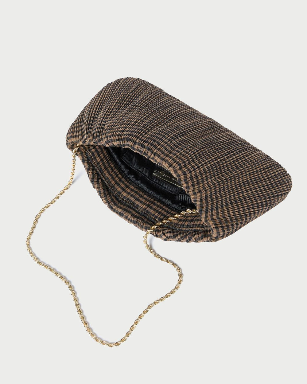 Loeffler Randall Brit Brown/Black Check Pleated Clutch | Women Clutches