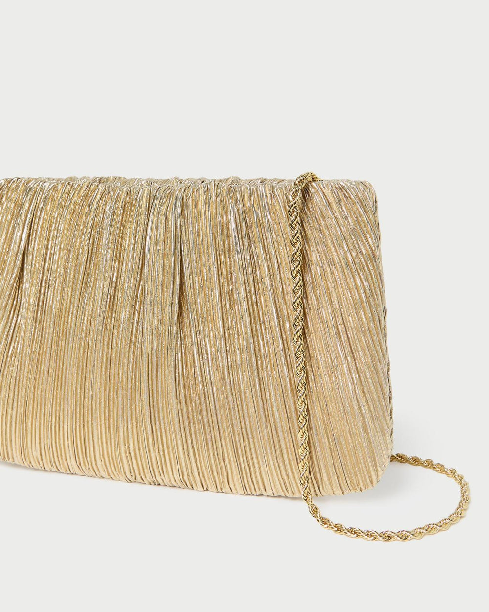 Loeffler Randall Brit Gold Lamé Pleated Clutch I Clutches I Handbags | Women Clutches