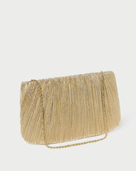 Loeffler Randall Brit Gold Lamé Pleated Clutch I Clutches I Handbags | Women Clutches