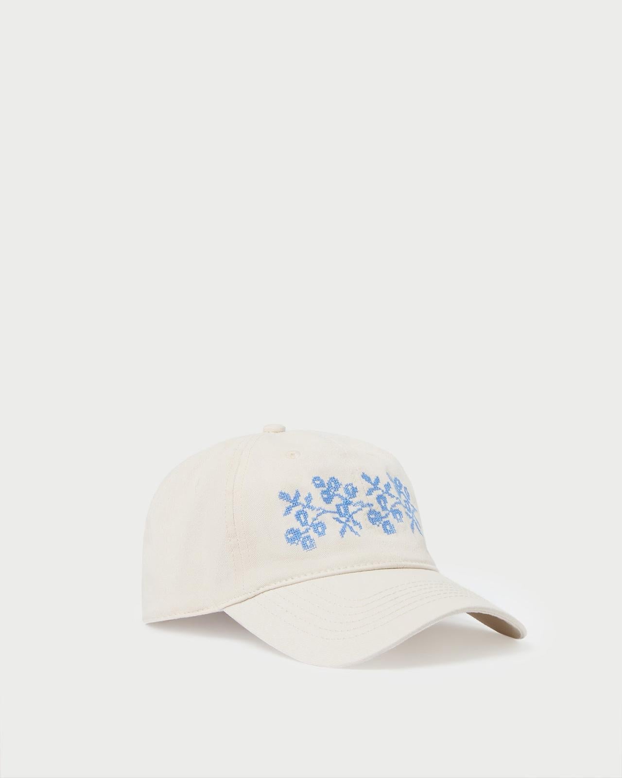 Loeffler Randall Cairo Natural/Blue Embroidered Cap L Hats L Accessories | Women Accessories