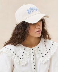 Loeffler Randall Cairo Natural/Blue Embroidered Cap L Hats L Accessories | Women Accessories