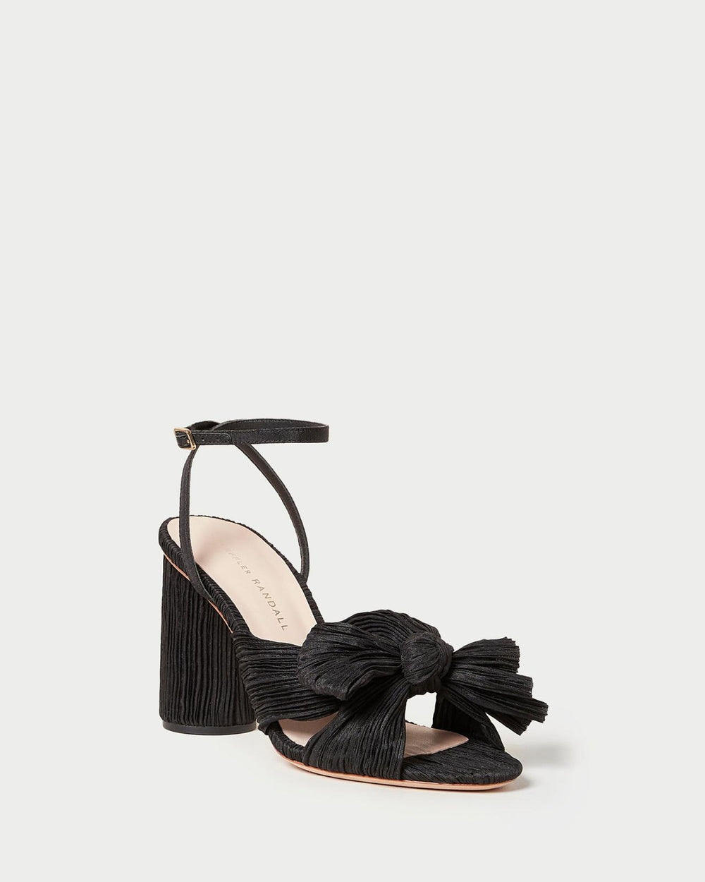 Loeffler Randall Camellia Black Pleated Bow Heel | Women Heeled Sandals