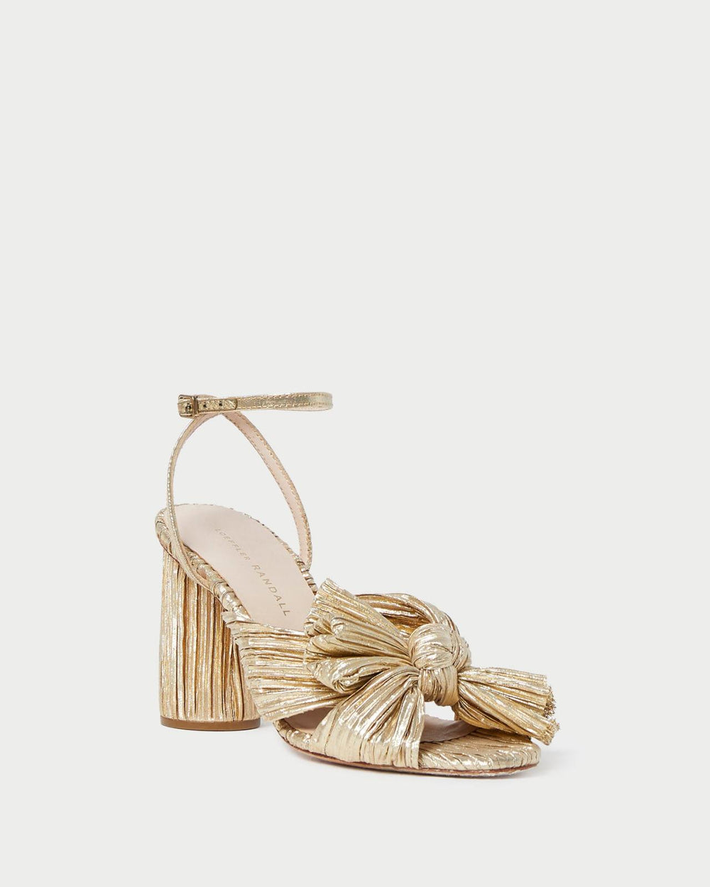 Loeffler Randall Camellia Bow Heel Gold | Women Heeled Sandals