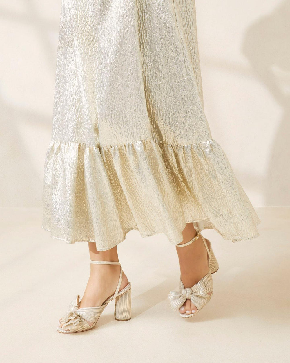 Loeffler Randall Camellia Platinum Bow Heel | Women Heeled Sandals