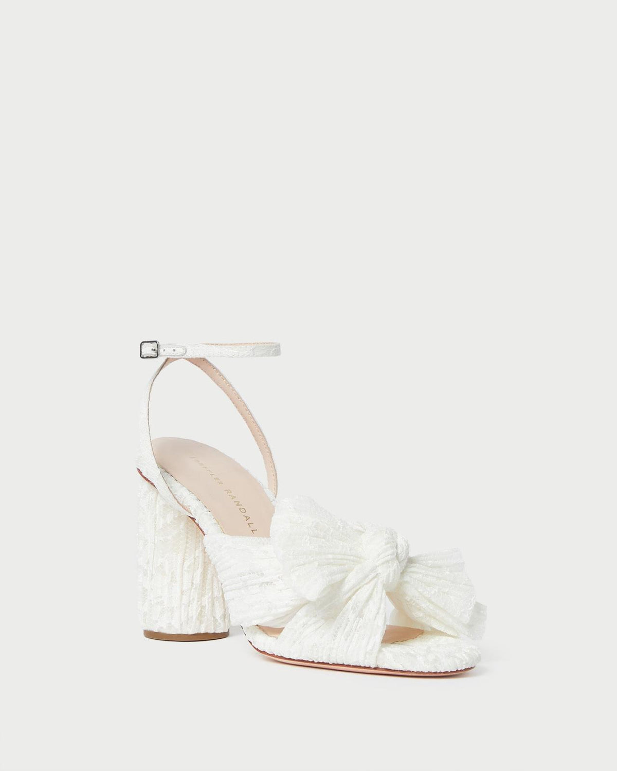 Loeffler Randall Camellia White Lace Bow Heel L Heeled Sandals L Footwear | Women Heeled Sandals