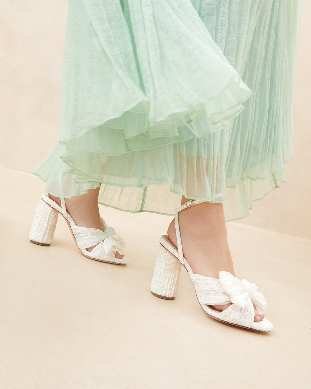 Loeffler Randall Camellia White Lace Bow Heel L Heeled Sandals L Footwear | Women Heeled Sandals