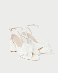 Loeffler Randall Camellia White Lace Bow Heel L Heeled Sandals L Footwear | Women Heeled Sandals