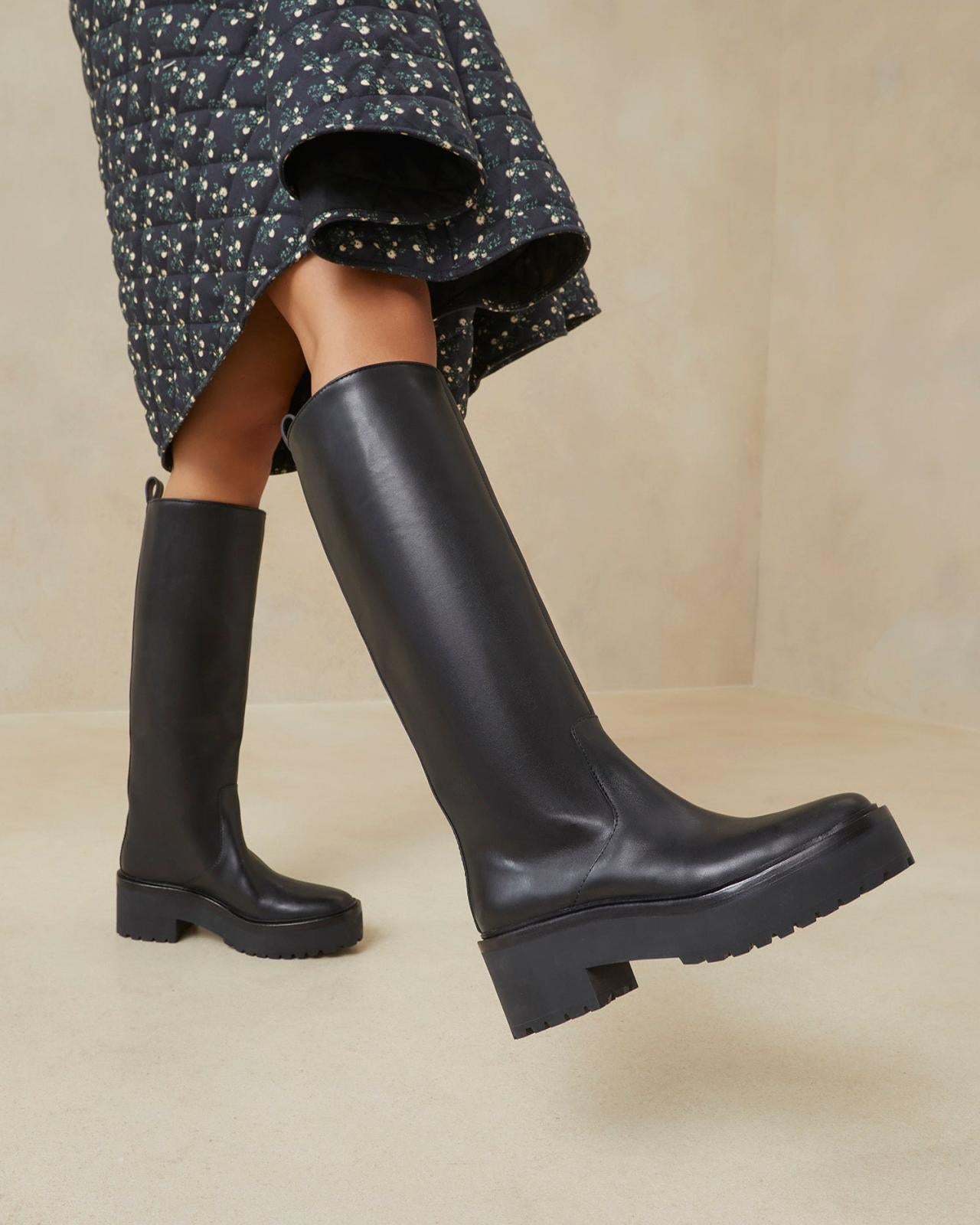 Loeffler Randall Carlee Black Tall Lug Boot I Tall Boots I Footwear | Women Boots
