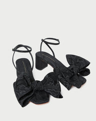 Loeffler Randall Carmen Black Moiré Bow Sandal | Women Heeled Sandals