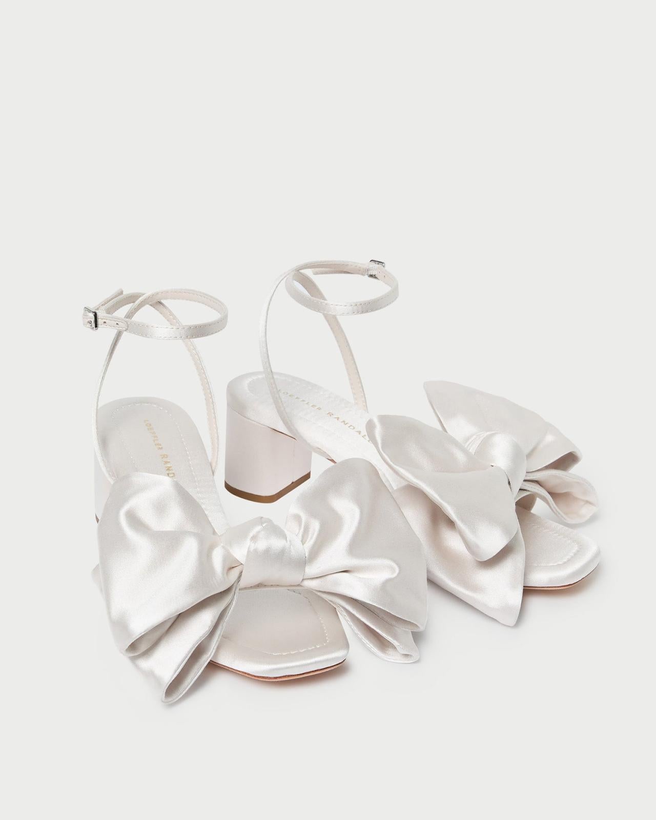 Loeffler Randall Carmen Cream Satin Bow Sandal | Women Heeled Sandals