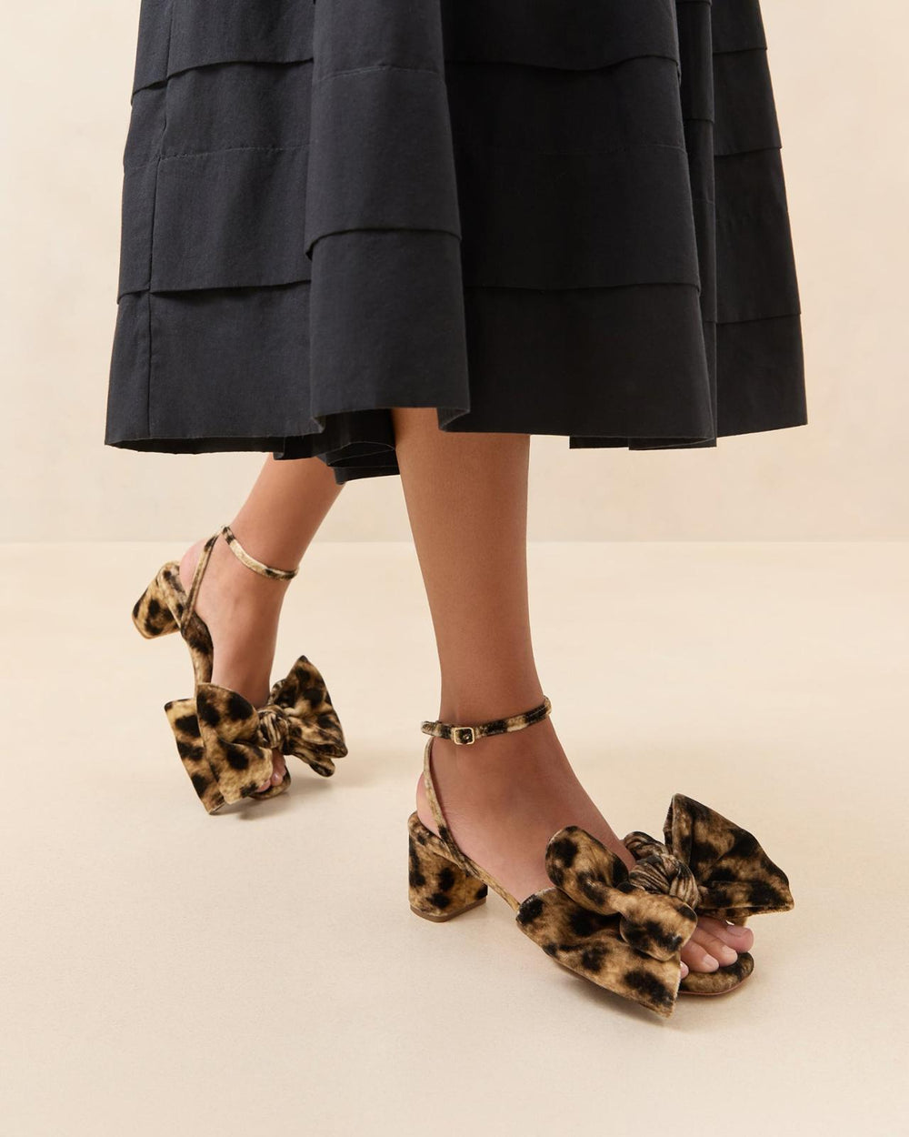 Loeffler Randall Carmen Leopard Velvet Bow Sandal | Women Heeled Sandals
