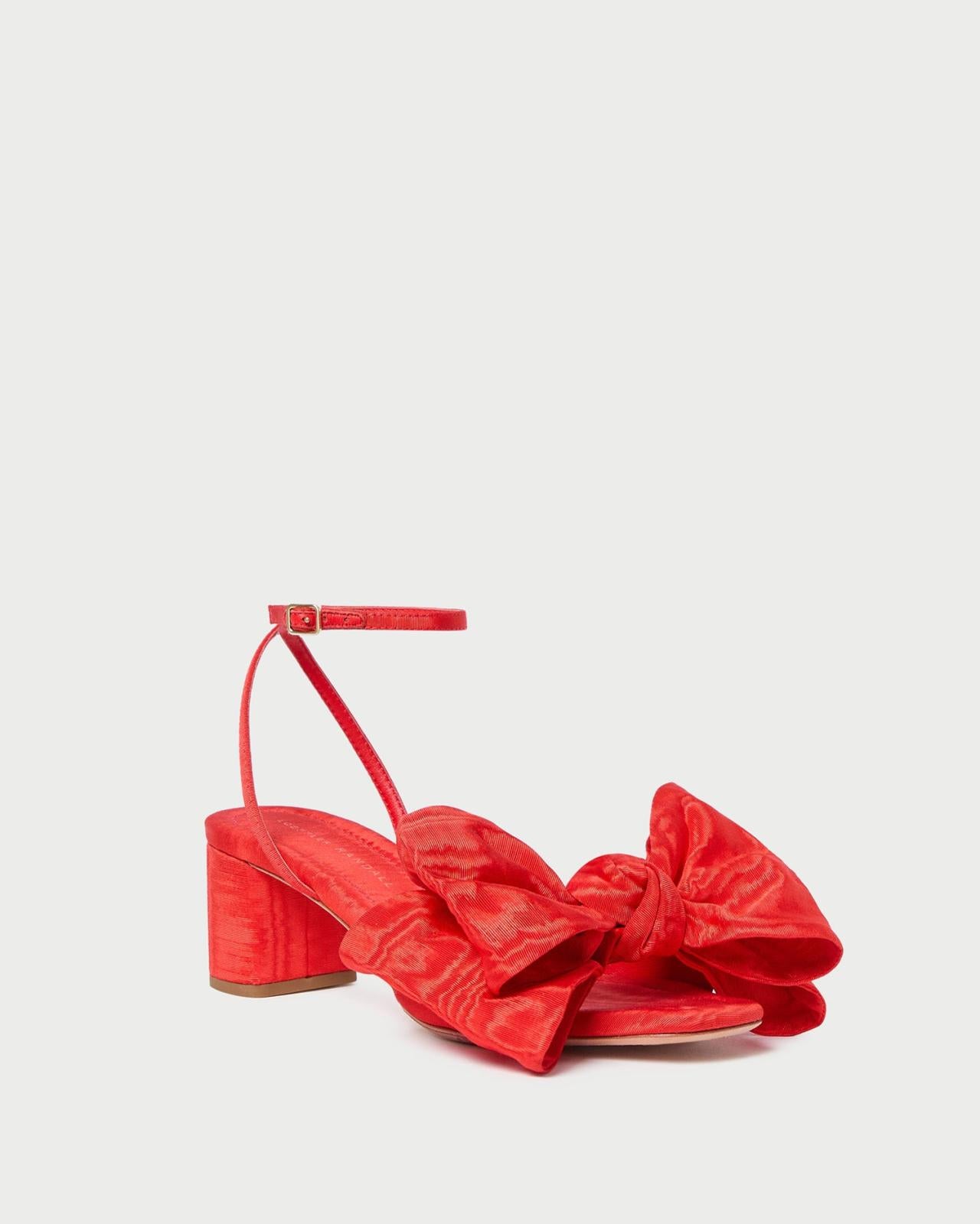 Loeffler Randall Carmen Red Moiré Bow Sandal | Women Heeled Sandals