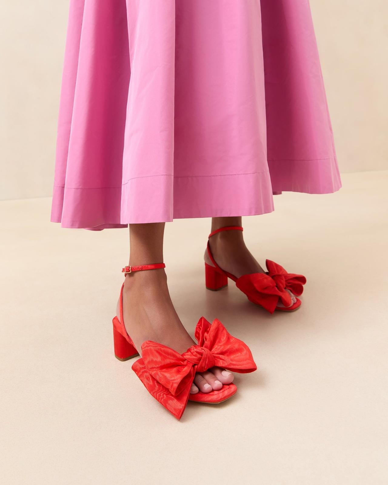 Loeffler Randall Carmen Red Moiré Bow Sandal | Women Heeled Sandals
