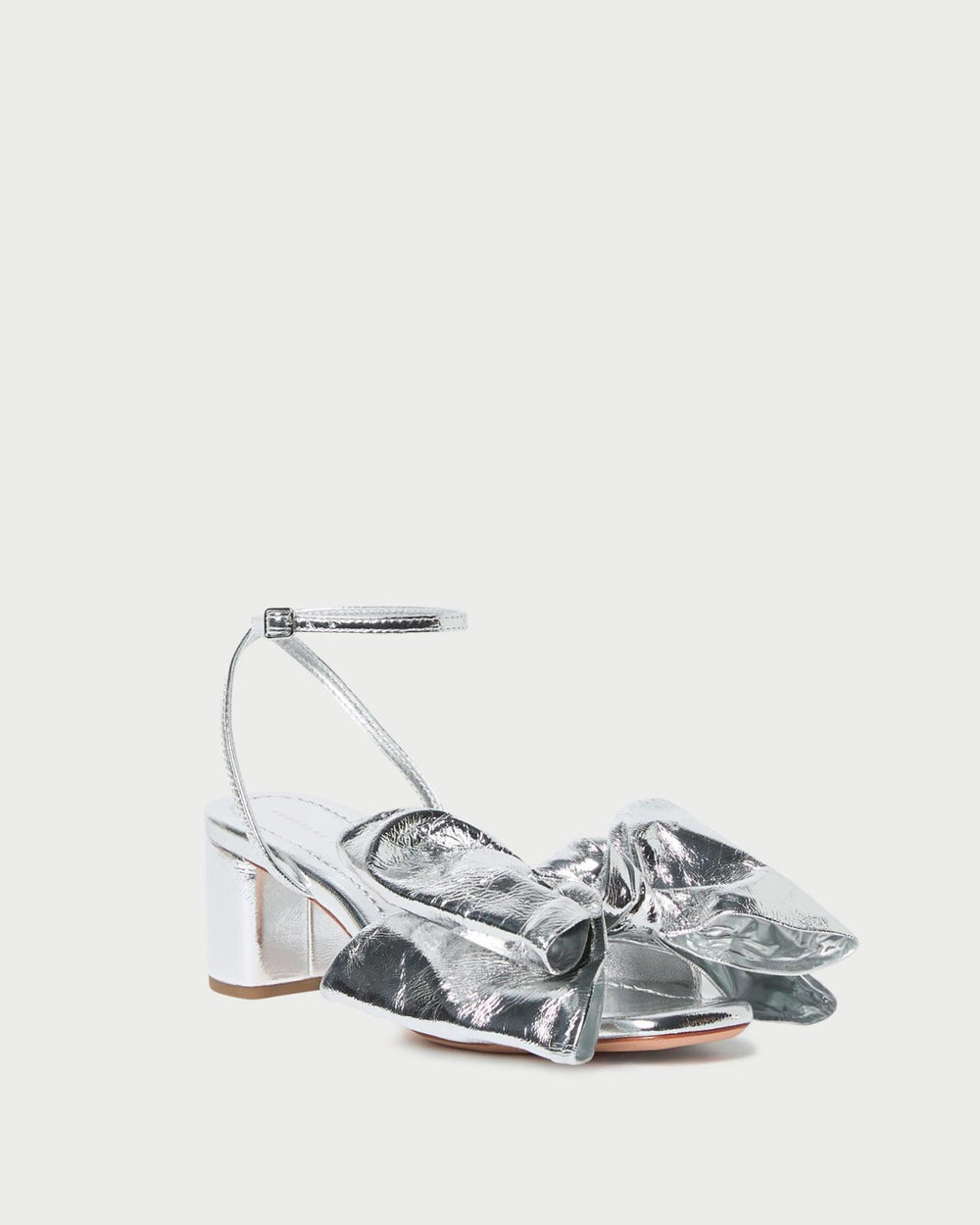 Loeffler Randall Carmen Silver Leather Bow Sandal | Women Heeled Sandals