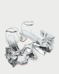 Loeffler Randall Carmen Silver Leather Bow Sandal | Women Heeled Sandals
