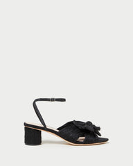 Loeffler Randall Dahlia Black Pleated Bow Heel I Heeled Sandals I Footwear | Women Heeled Sandals