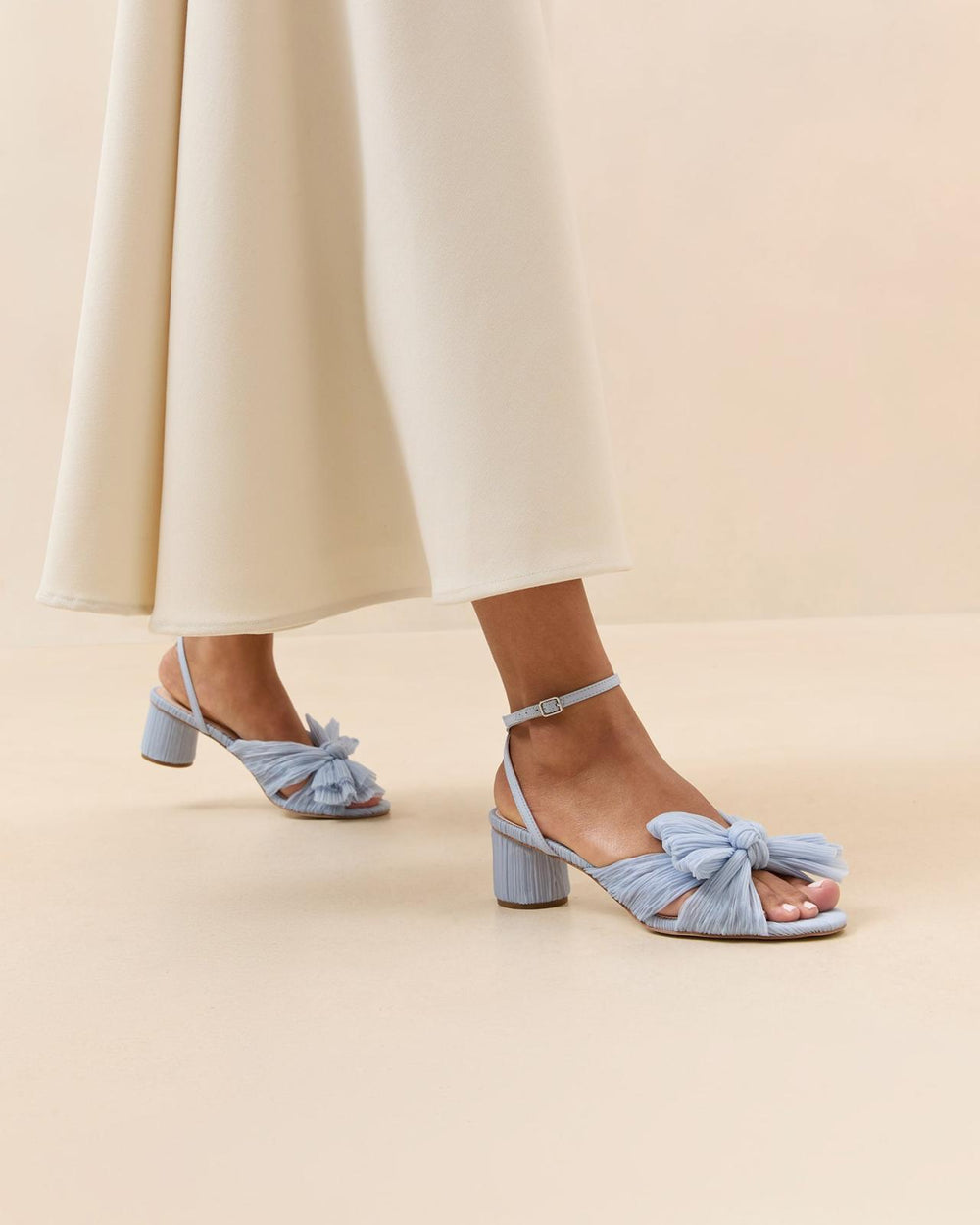 Loeffler Randall Dahlia Blue Bow Low Heel | Women Heeled Sandals