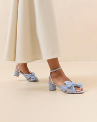 Loeffler Randall Dahlia Blue Bow Low Heel | Women Heeled Sandals